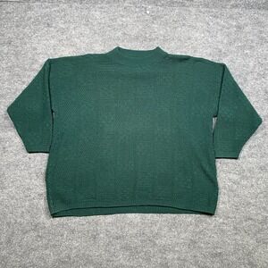 Vintage Mathias Mens Forest Green Textured Knit Sweater Made in USA Size 1X